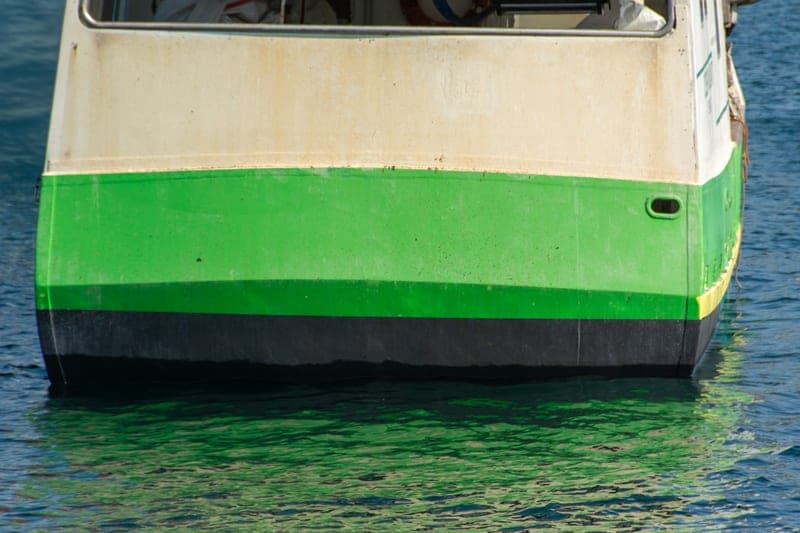 Water inside the hull of a small boat