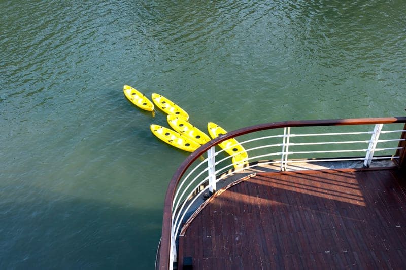 The deck of a sit-on-top kayak with drainage holes