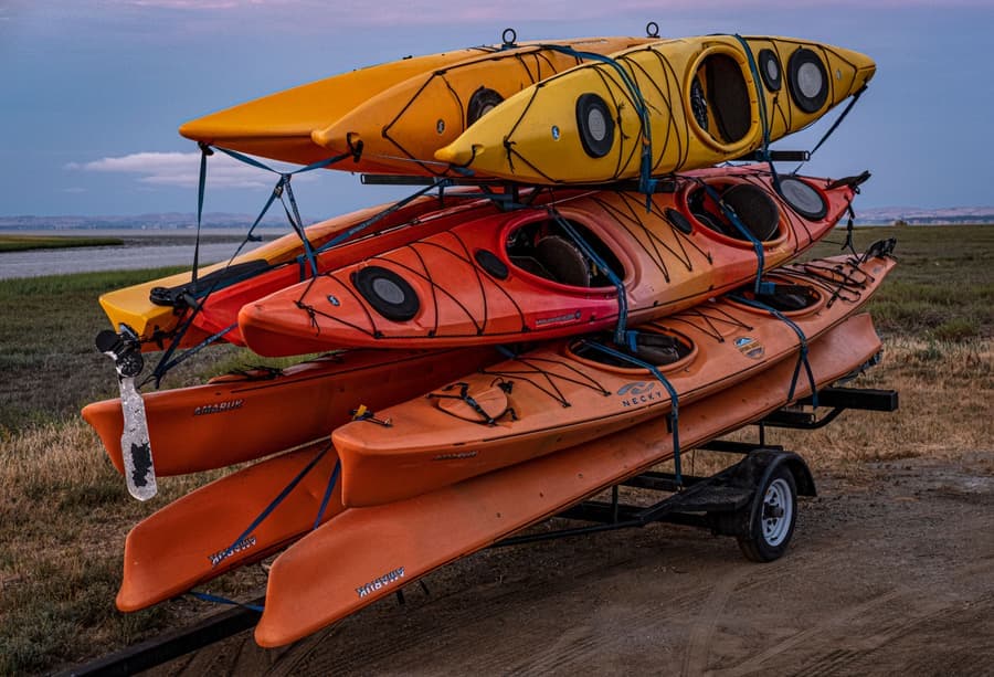 A quiet kayak launch ramp in early morning light